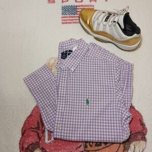 Polo Ralph Lauren Long Sleeve Button Down Purple Plaid Shirt Boys Youth XL 18-20
